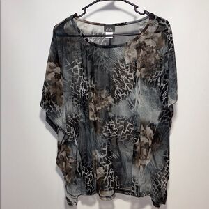 Dots Women's Sheer Blouse - Black and Brown